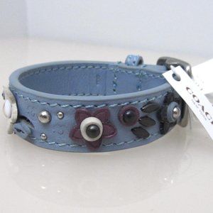 Coach NWT Blue Floral Applique Leather Bracelet 59081